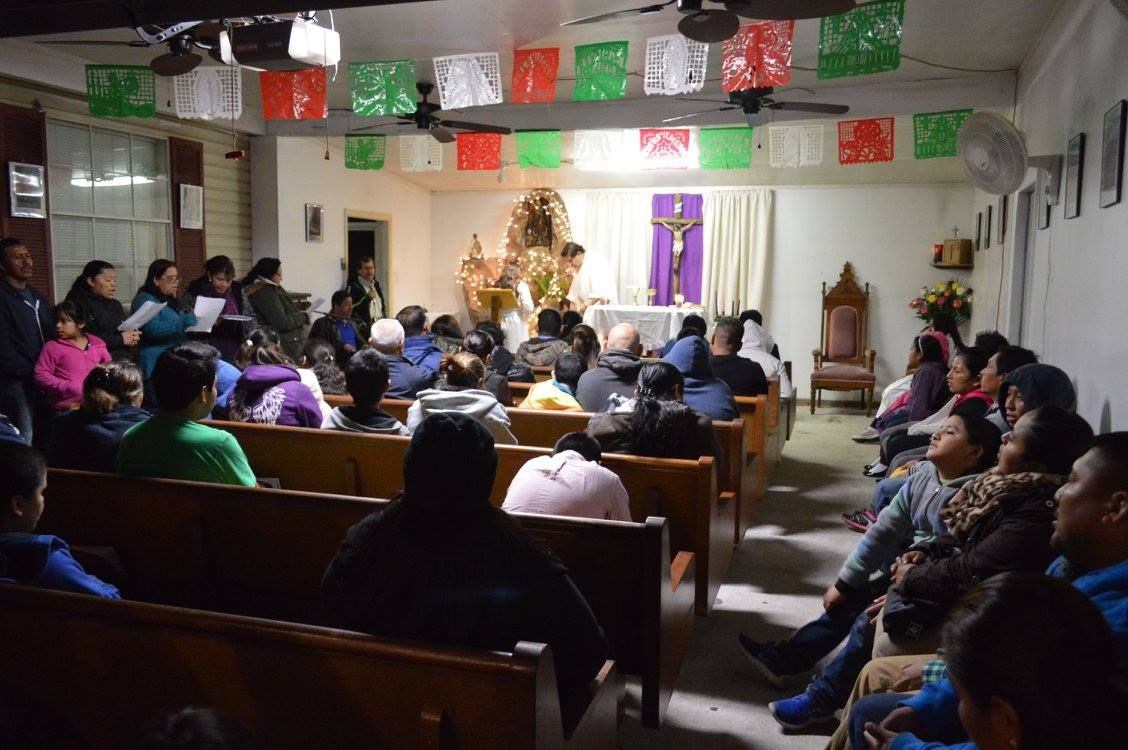 Mass in the first chapel with papel picado