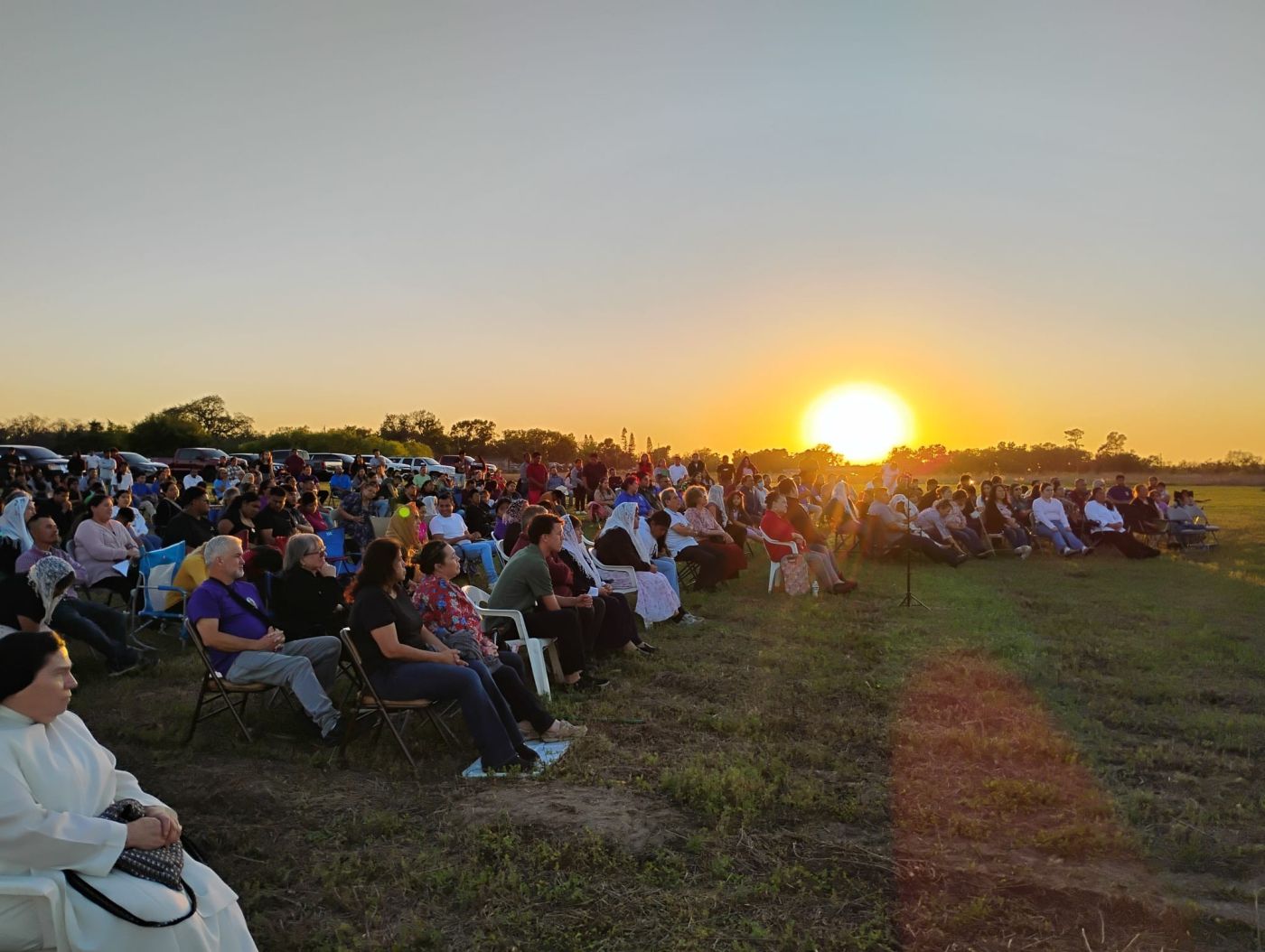 Outdoor Mass at sunset on the San José land